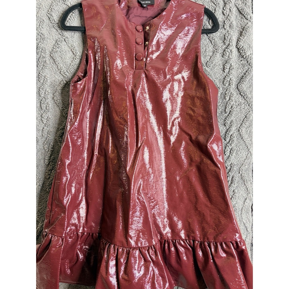 Heyson Maroon Faux Vegan leather Cocktail Dress, Large